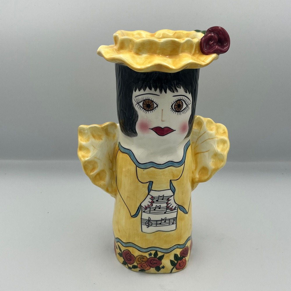 Ganz Gabriella Susan Paley Ceramic Figurine‎ Vase Yellow Rose Music Sheet